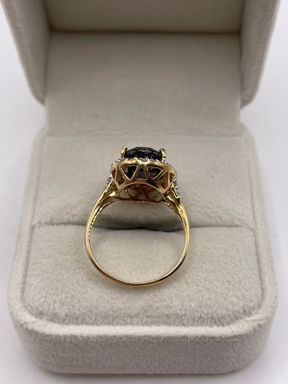 9ct gold tourmaline and diamond ring