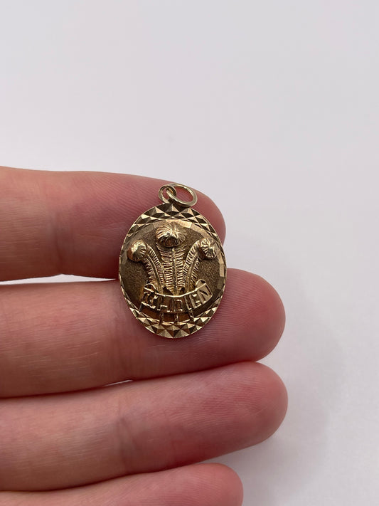 9ct gold Welsh feathers pendant