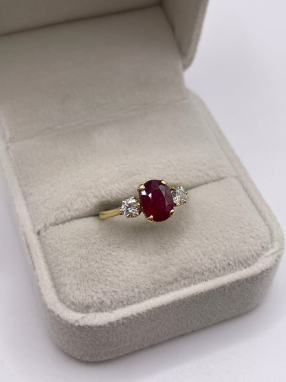 18ct gold ruby and duamond ring