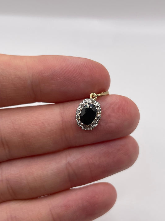 9ct gold sapphire and diamond pendant