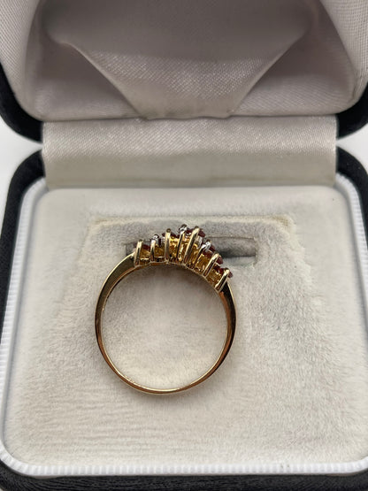 9ct gold garnet and diamond ring