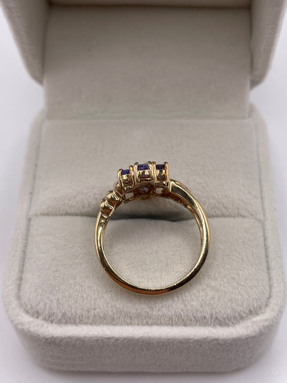 9ct gold tanzanite cluster ring