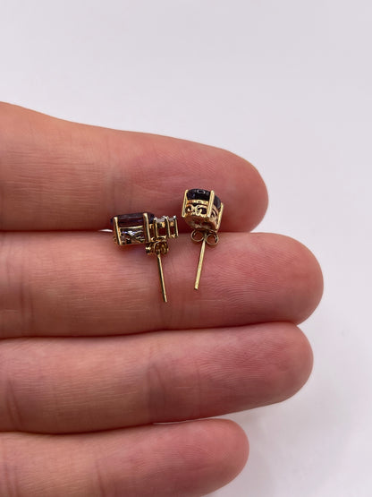 9ct gold iolite and diamond earrings