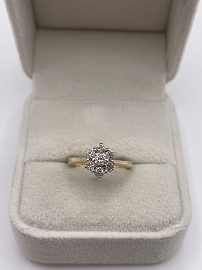 9ct gold 50 point diamond cluster ring