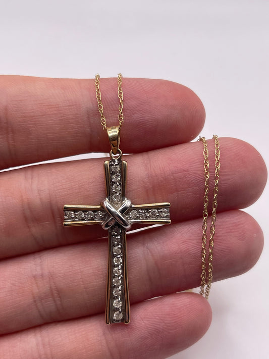 9ct gold diamond cross necklace