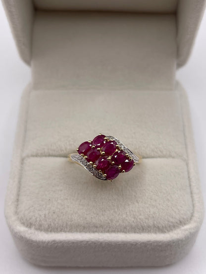 9ct gold ruby and diamond ring