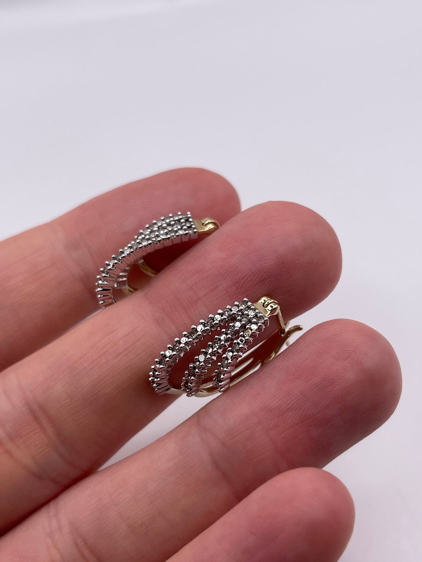 9ct gold diamond hoop earrings