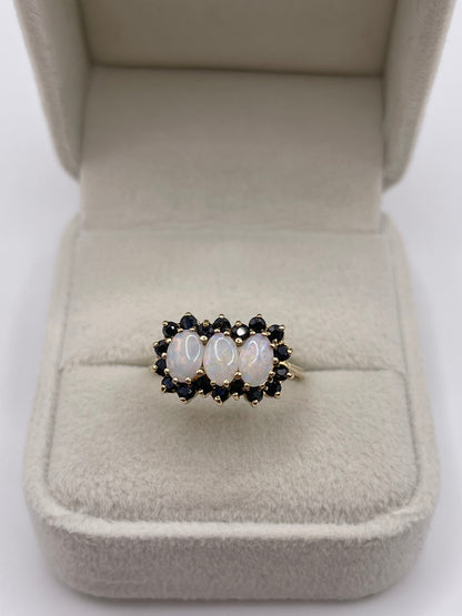 9ct gold opal and sapphire ring