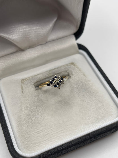 9ct gold sapphire and diamond ring