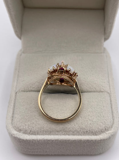 9ct gold opal and ruby ring
