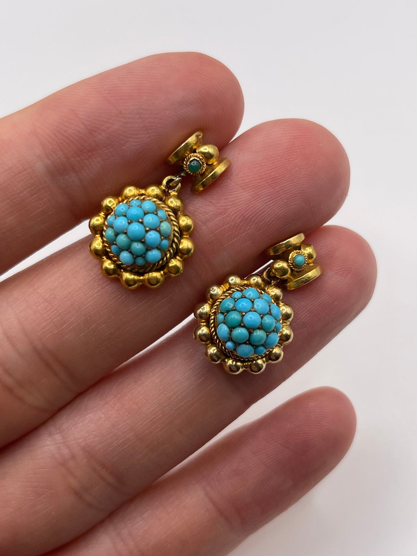 Antique 18ct gold turquoise earrings