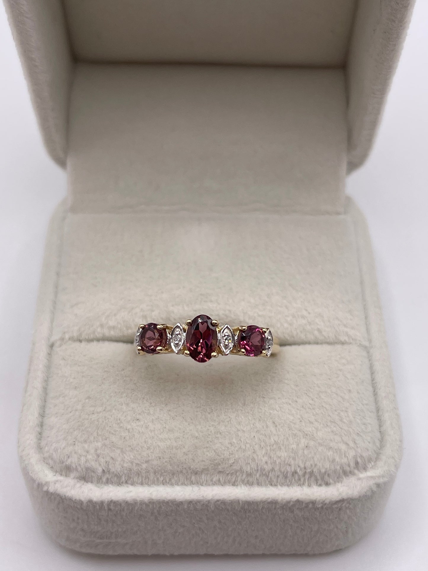 9ct gold tourmaline and diamond ring