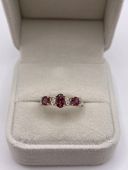 9ct gold tourmaline and diamond ring