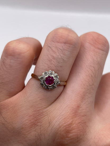 18ct gold platinum ruby and diamond ring