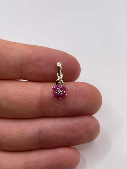 9ct gold ruby and diamond pendant
