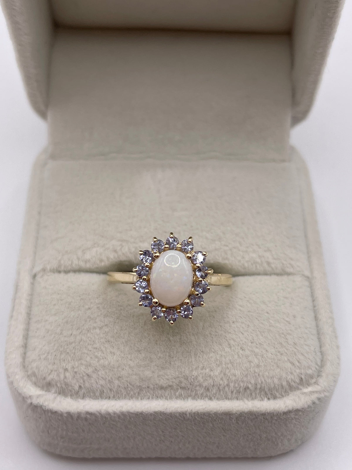 9ct gold opal and tanzanite ring