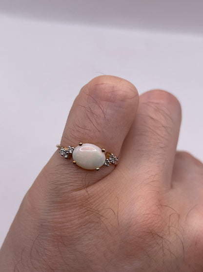 9ct gold opal and zircon ring