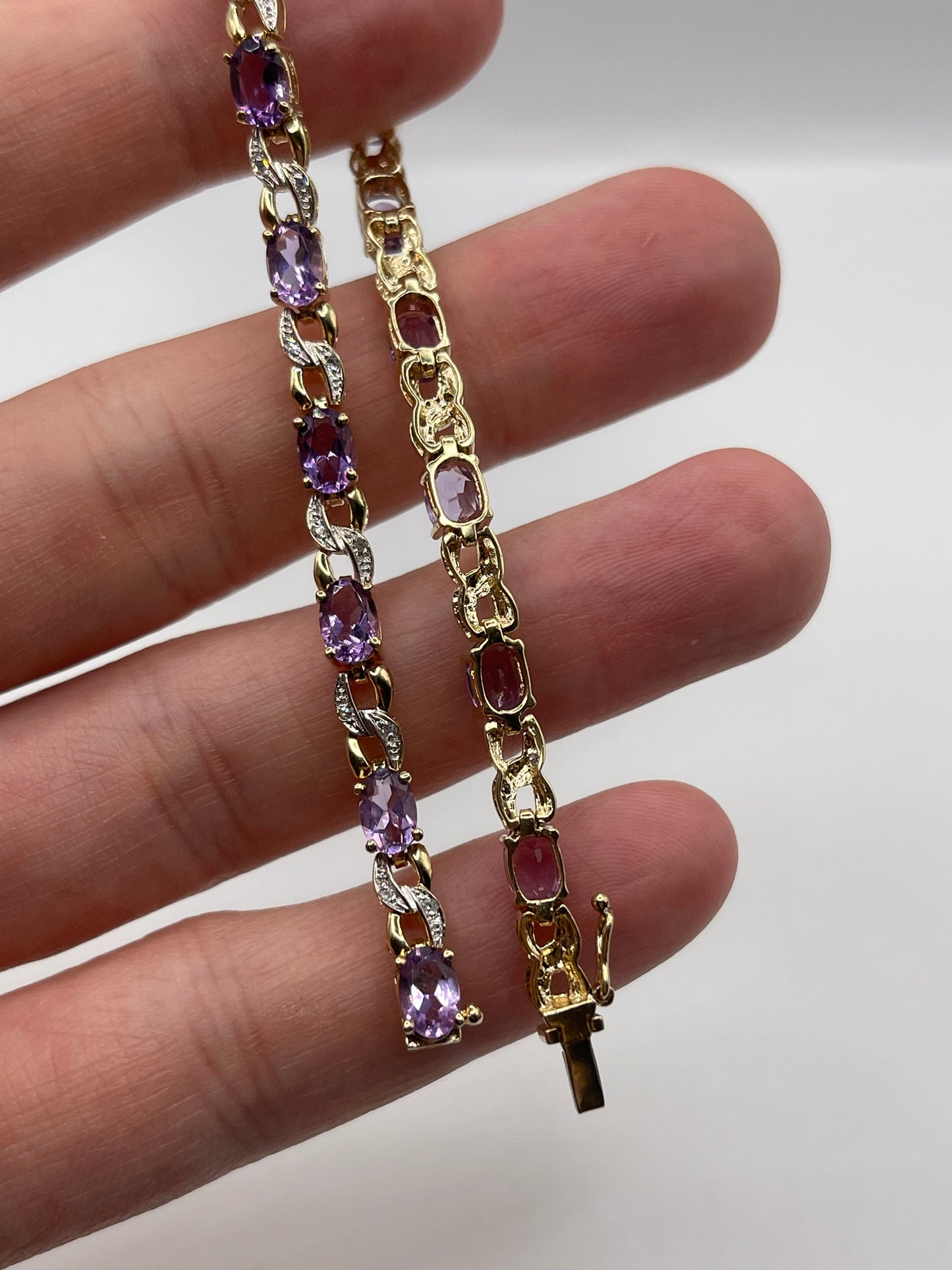 9ct gold amethyst and diamond bracelet