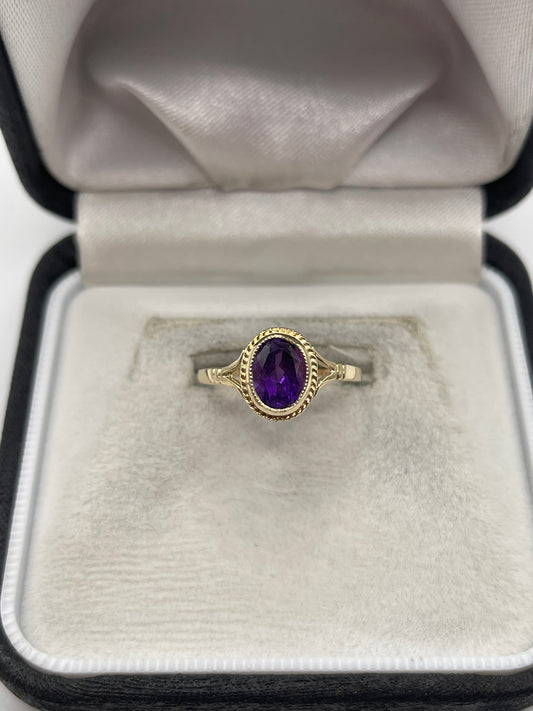 9ct gold amethyst ring