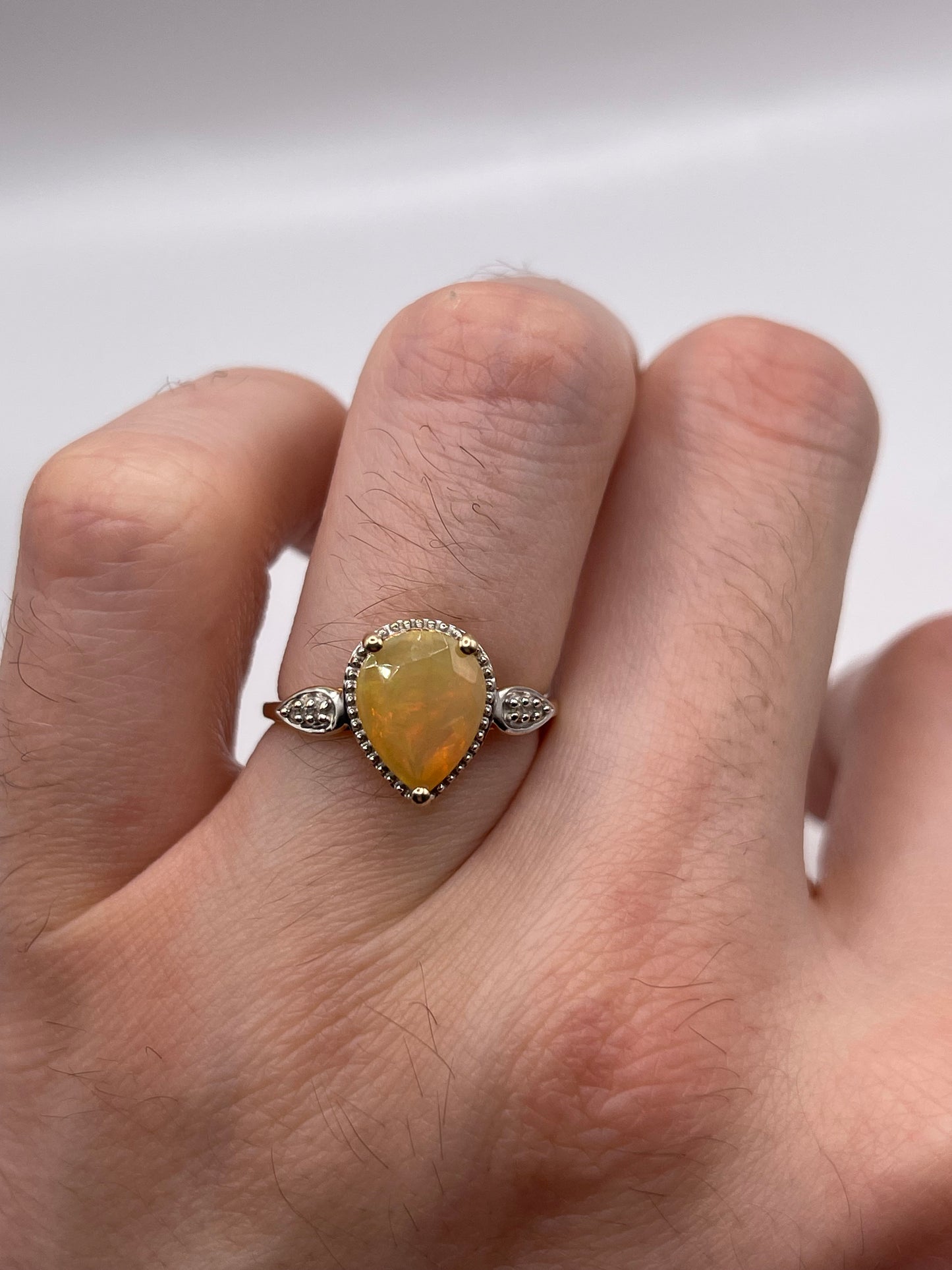 9ct gold opal and zircon ring