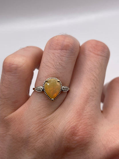 9ct gold opal and zircon ring