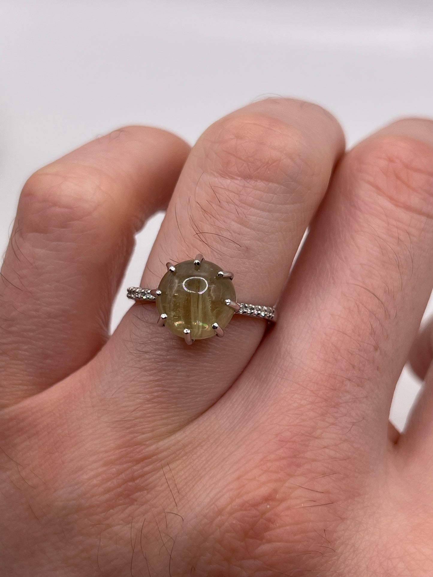 9ct white gold quartz and diamond ring