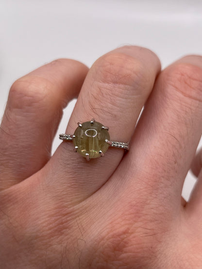 9ct white gold quartz and diamond ring
