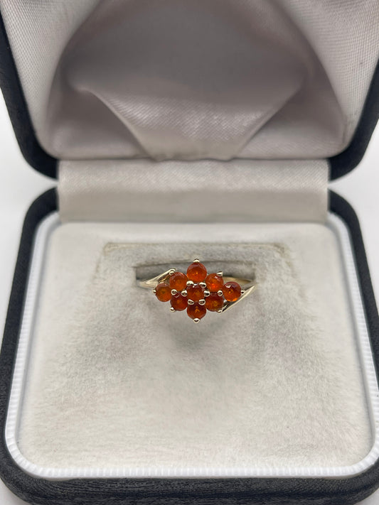9ct gold fire opal cluster ring