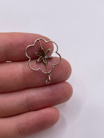 Antique 9ct rose gold topaz and pearl pendant