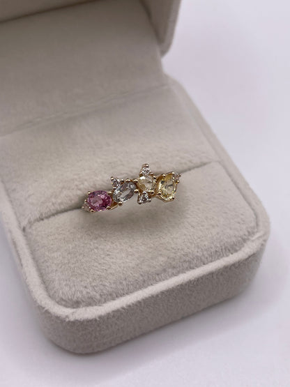 9ct gold multi coloured sapphire ring