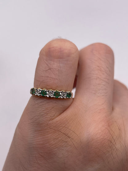 9ct gold emerald and diamond ring