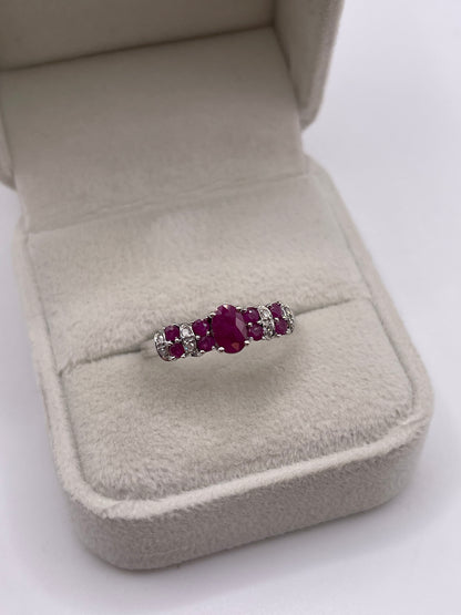 9ct white gold ruby and diamond ring