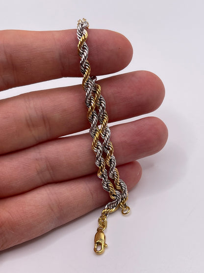 9ct two tone gold rope bracelet