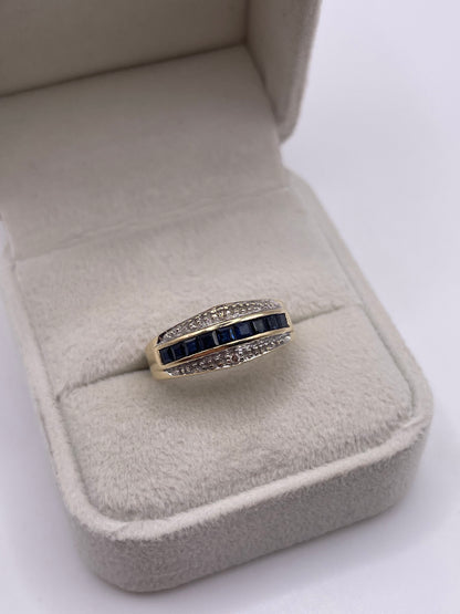 9ct gold sapphire and diamond ring