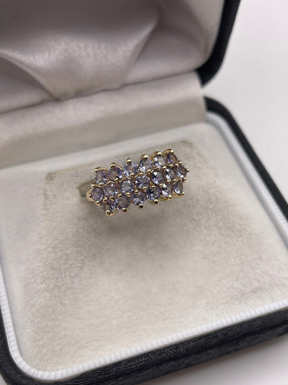 9ct gold tanzanite cluster ring