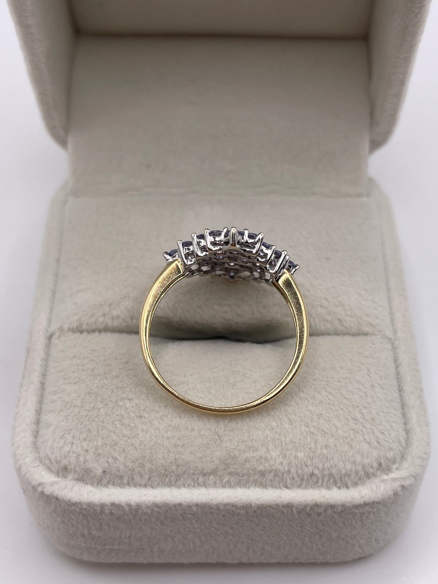 9ct gold tanzanite cluster ring