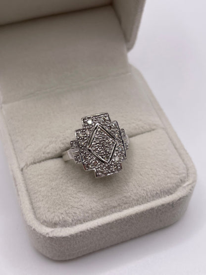 9ct white gold diamond cluster ring