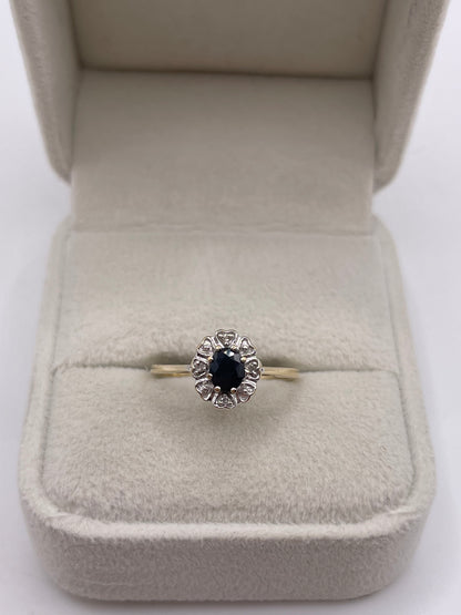 9ct gold sapphire and diamond ring