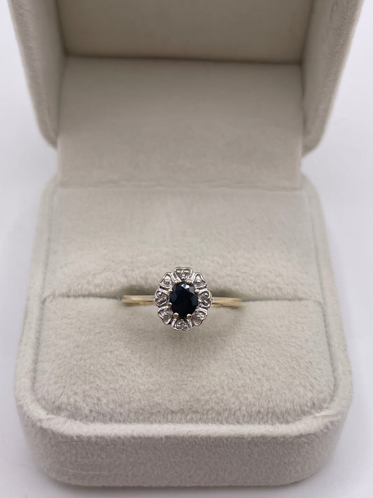 9ct gold sapphire and diamond ring