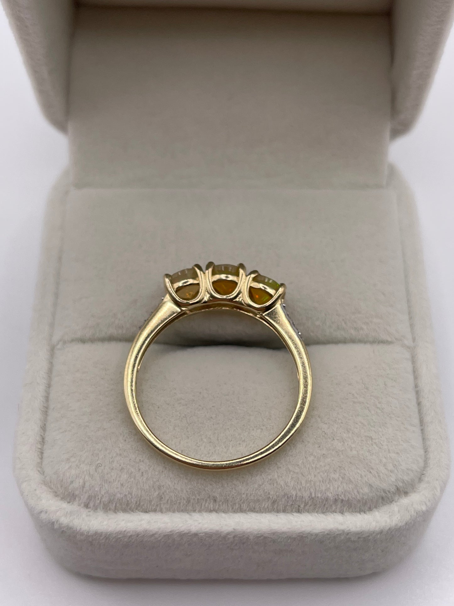 9ct gold opal and zircon ring