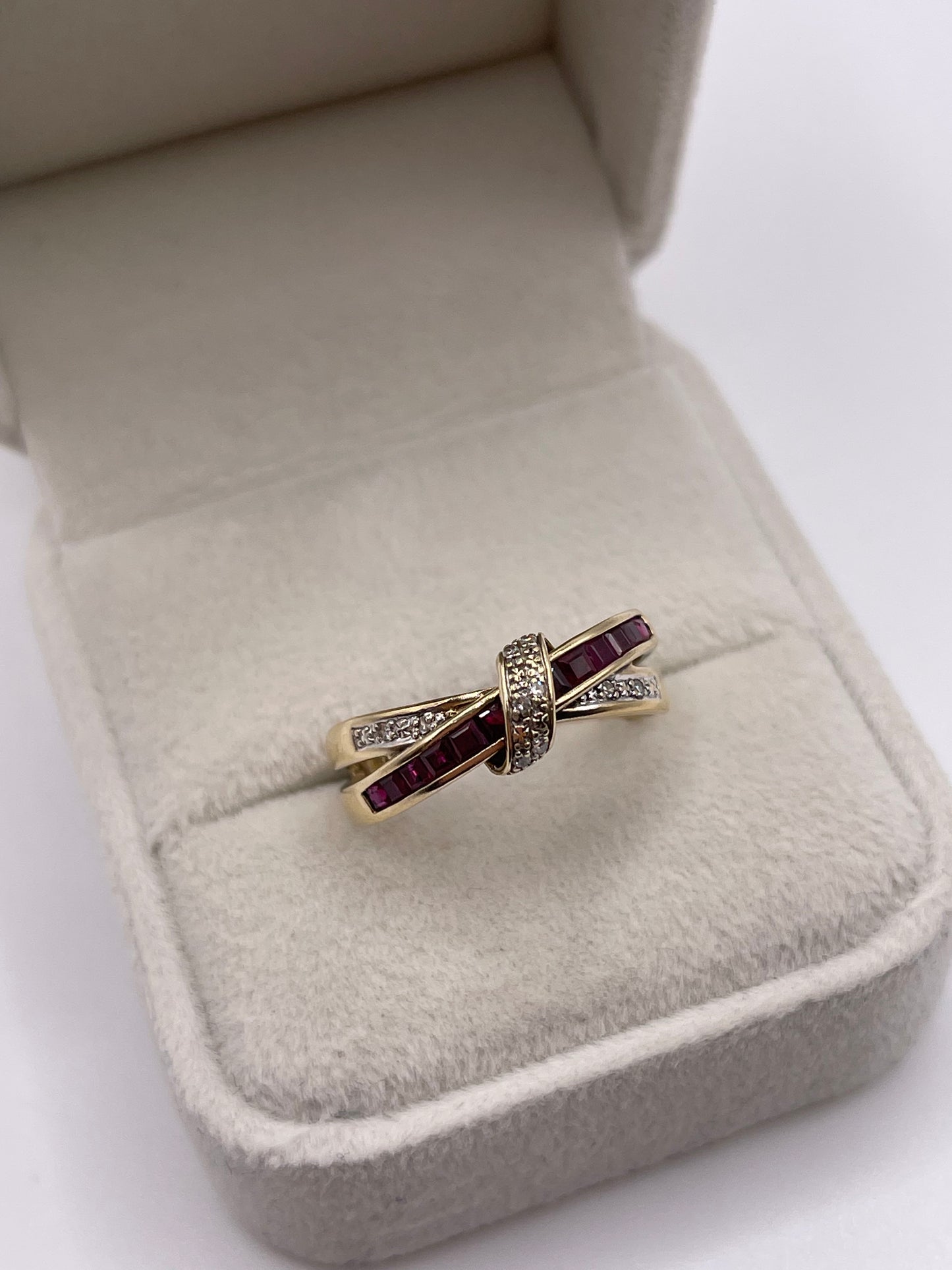 9ct gold ruby and diamond ring