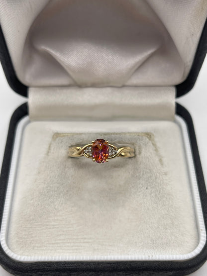 9ct gold topaz and diamond ring