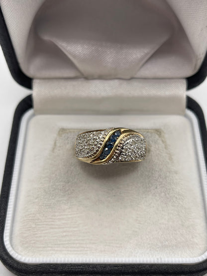 9ct gold sapphire and diamond ring