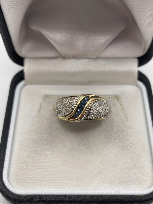 9ct gold sapphire and diamond ring