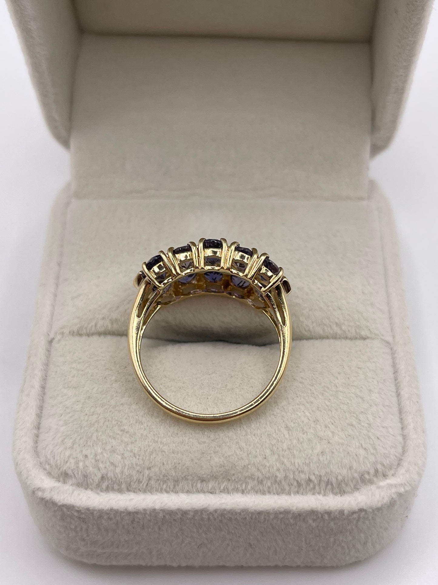 9ct gold iolite and diamond ring