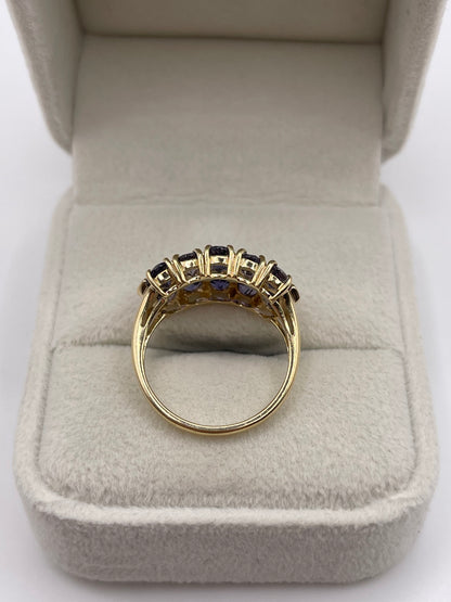 9ct gold iolite and diamond ring