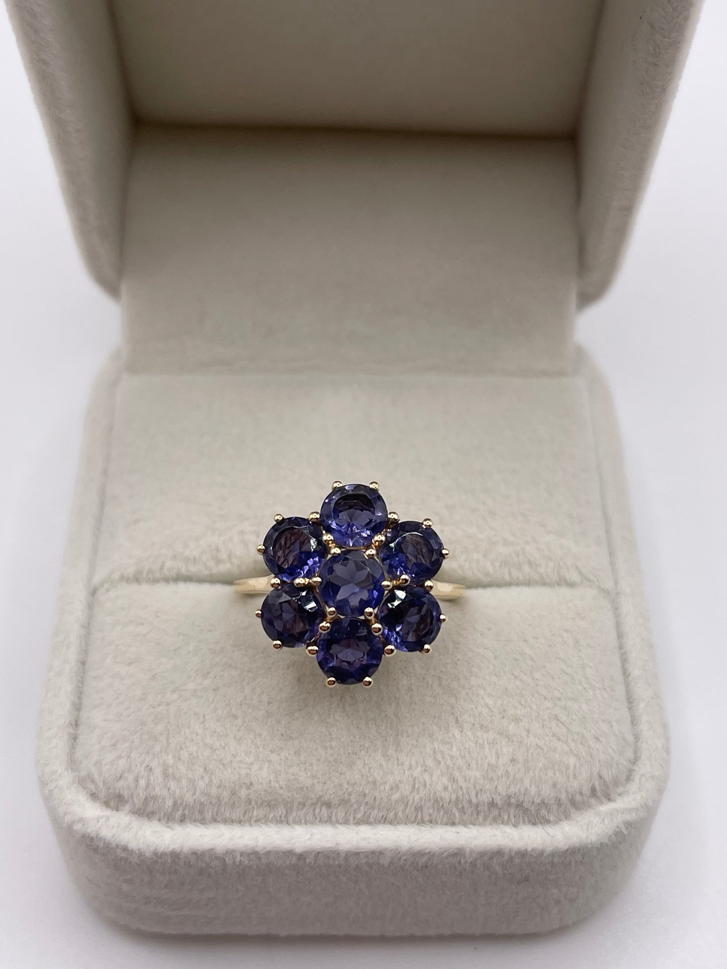 9ct gold iolite cluster ring