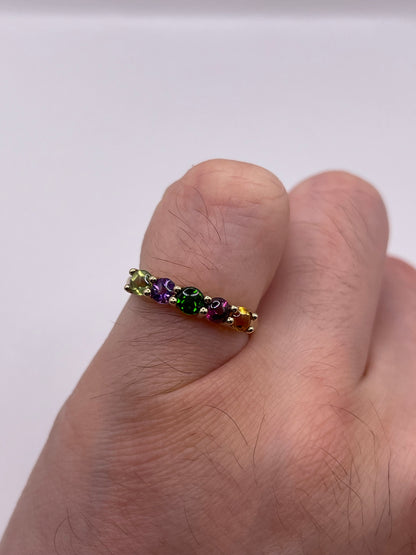 9ct gold multi gemstone ring