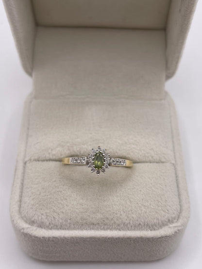 9ct gold quartz and diamond ring