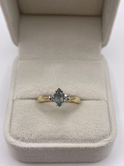 9ct gold alexandrite and zircon ring